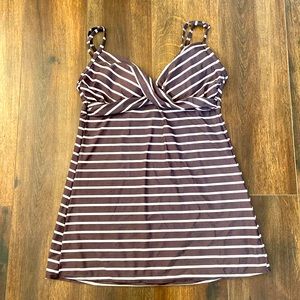 Merona Gray with White stripe Tankini Size XL.